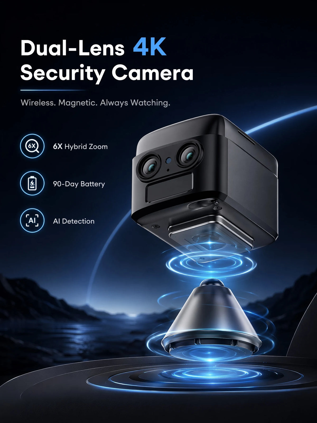 OKAM PRO WIFI MINI Double objectif HD 10MP Zoom 6X Caméra 4G SIM With Two-Way Talk Vision nocturne Détection de mouvement PIR Caméra de sécurité étanche