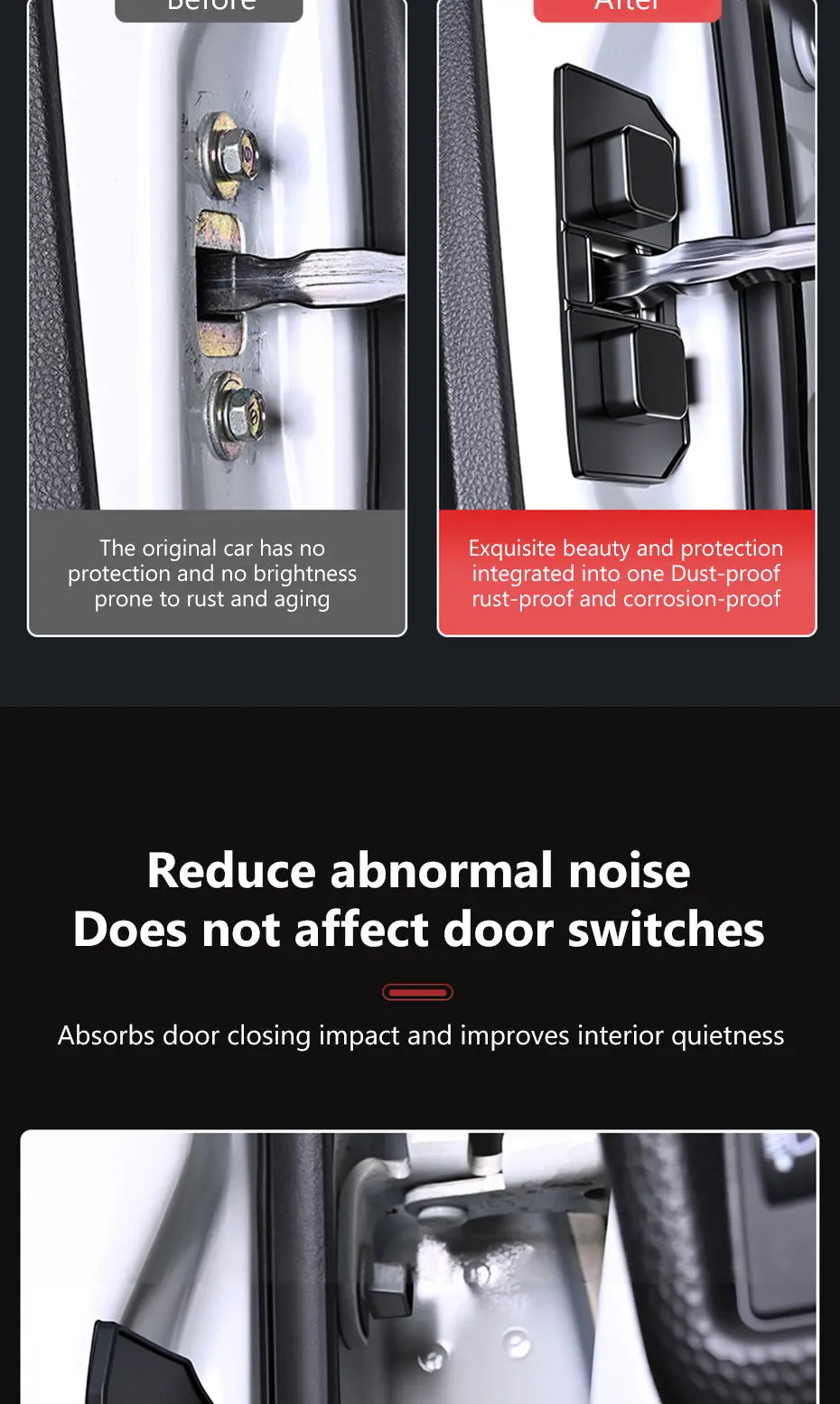 SEAMETAL 4Pcs Car Door Buffer Cushion Waterproof Self-Adhesive Silicone Shockproof Cushion Universal Car Door Shock Absorber