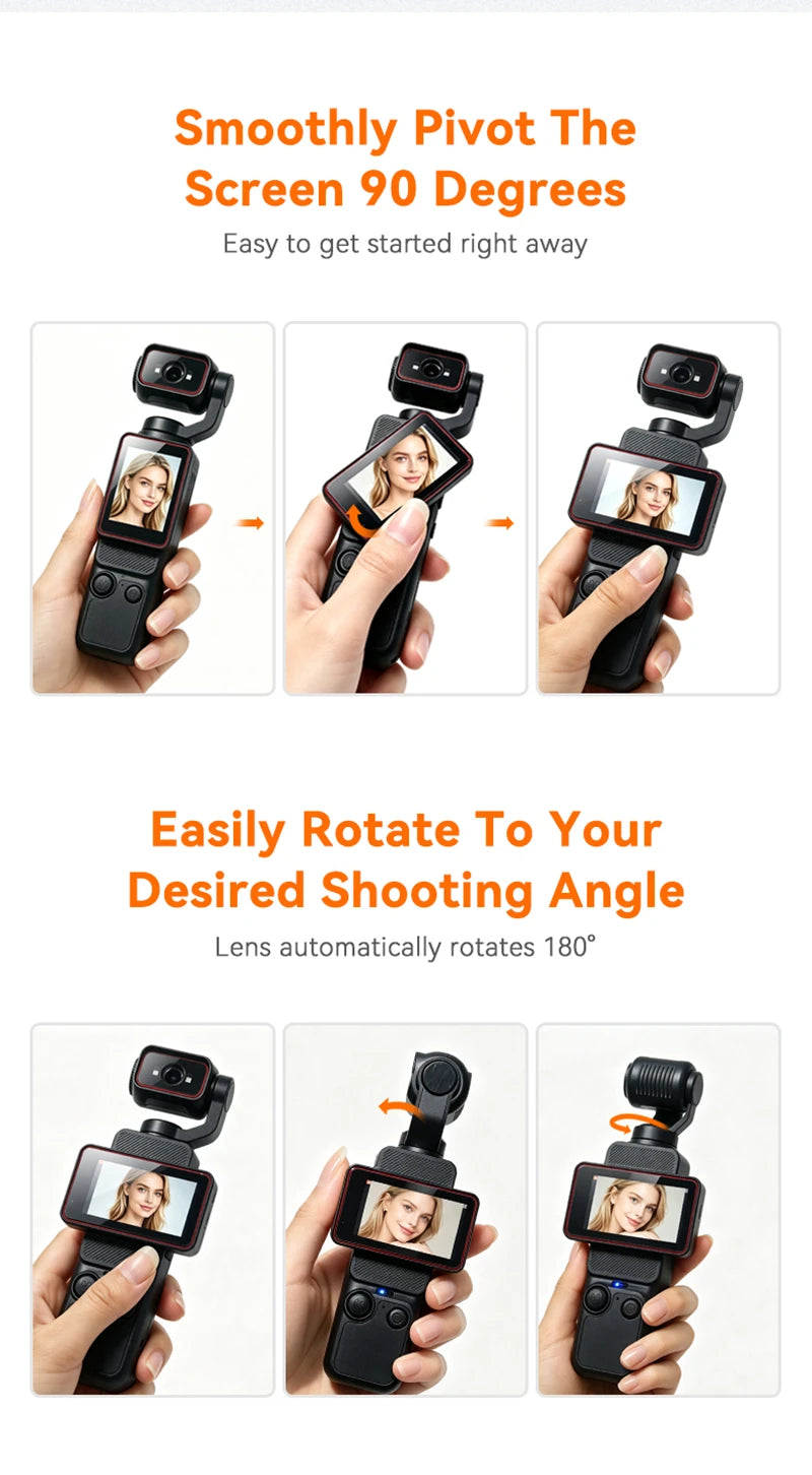 Pocket Action Camera with Rotating Lens