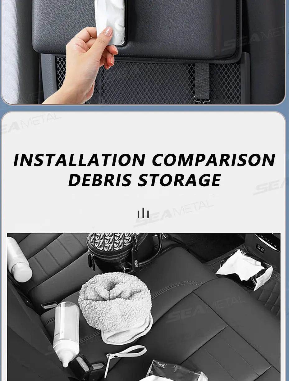 SEAMETAL Car Back Seat Organizer Multi-Functional Seatback Storage Bag Net Pocket Tissue Holder Wear-Resistant Hanging Organizer
