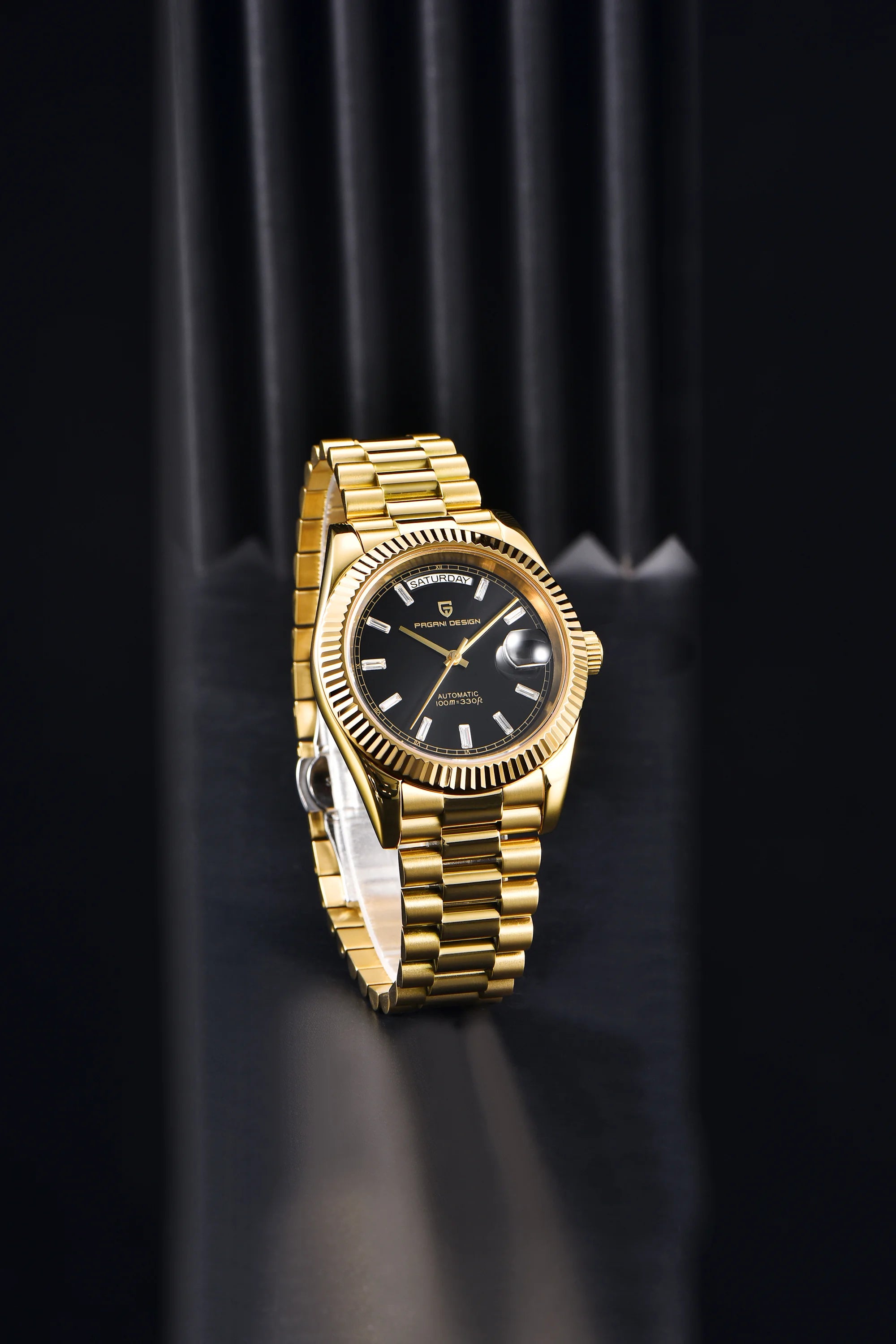Orologio Meccanico Automatico Uomo Oro Rosa NH36A Zaffiro 10Bar