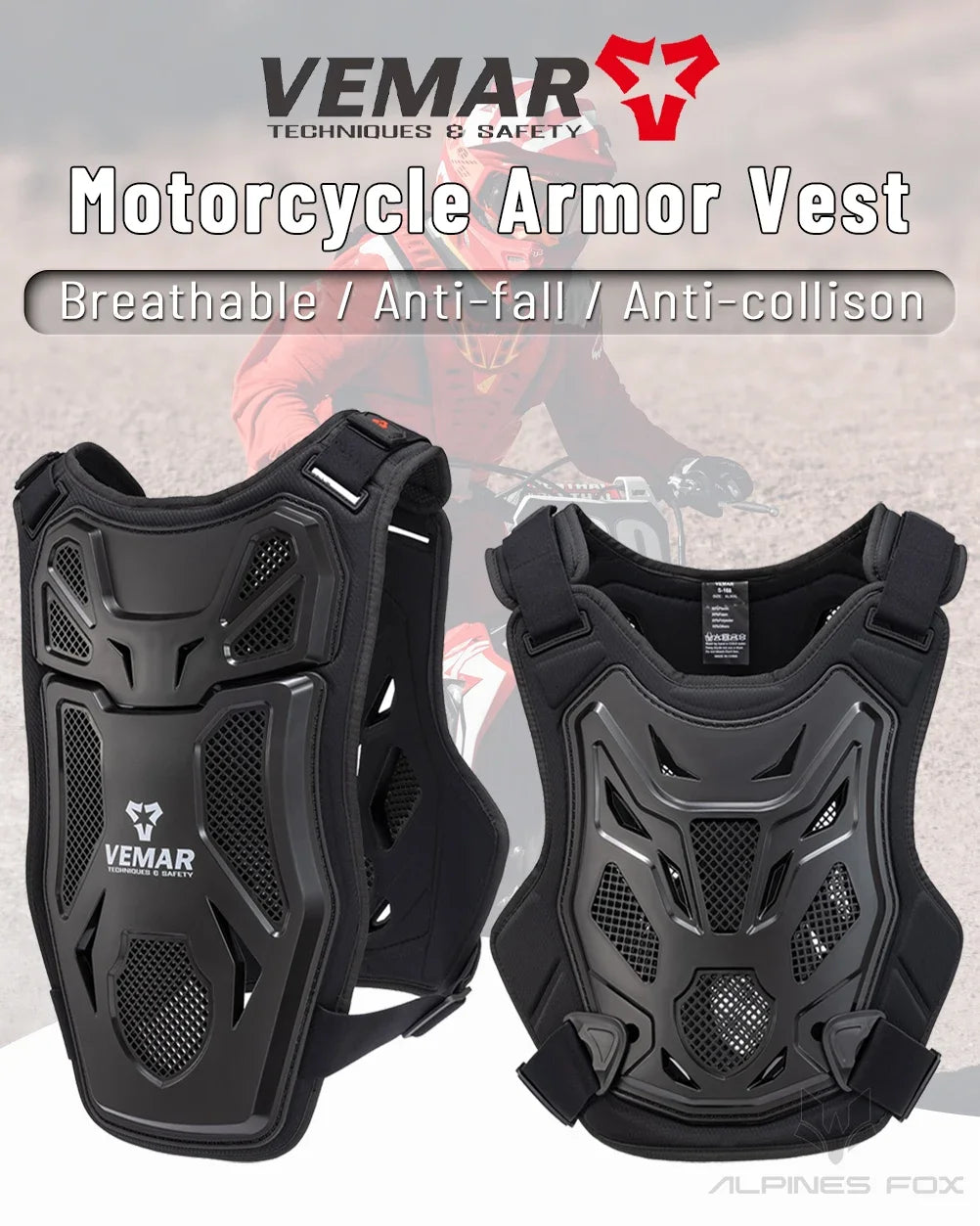 Chaleco protector de armadura para motocross todo terreno para pecho y espalda