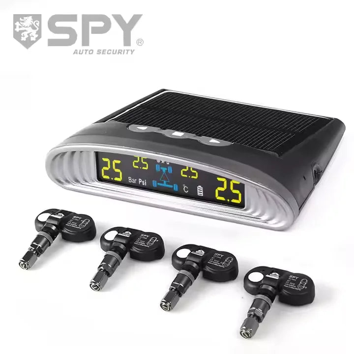 Solar TPMS Tire Pressure Monitor with LCD Display & Safety Alerts