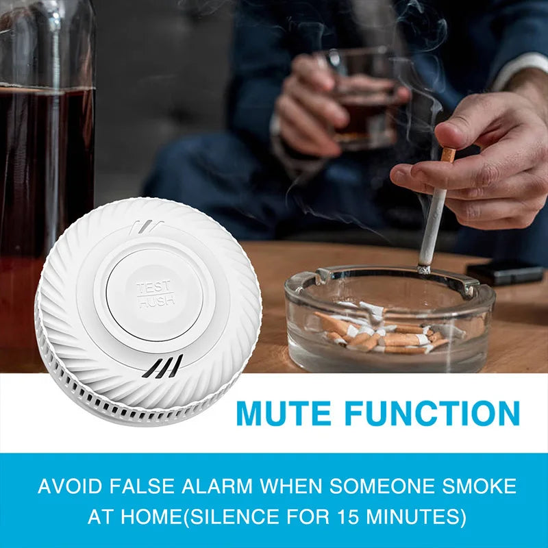 WiFi Tuya Smart Smoke Detector With Built-in 10 Year Lithium Battery For Parlor Room Kitchen Shop Fire Inspection Alarm Sensor