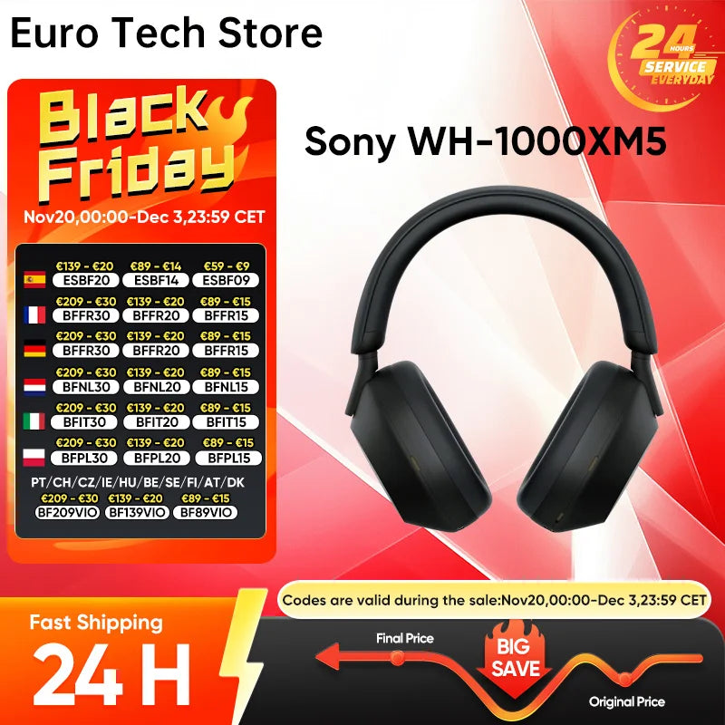 Sony WH‑1000XM5 trådlösa brusreducerande hörlurar