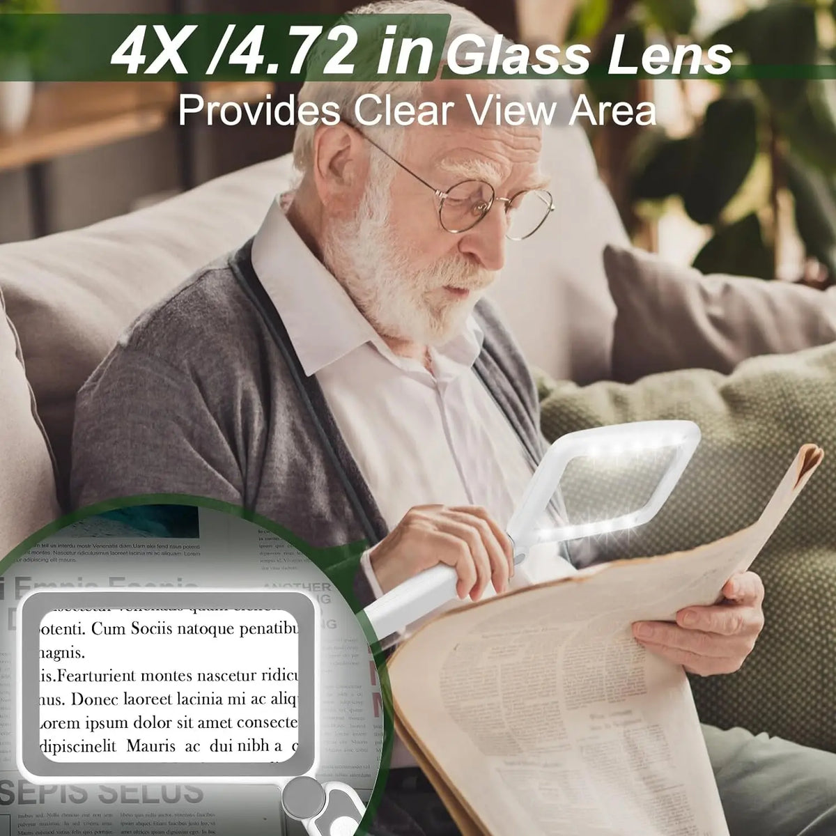 Large Rectangular LED Reading Magnifier