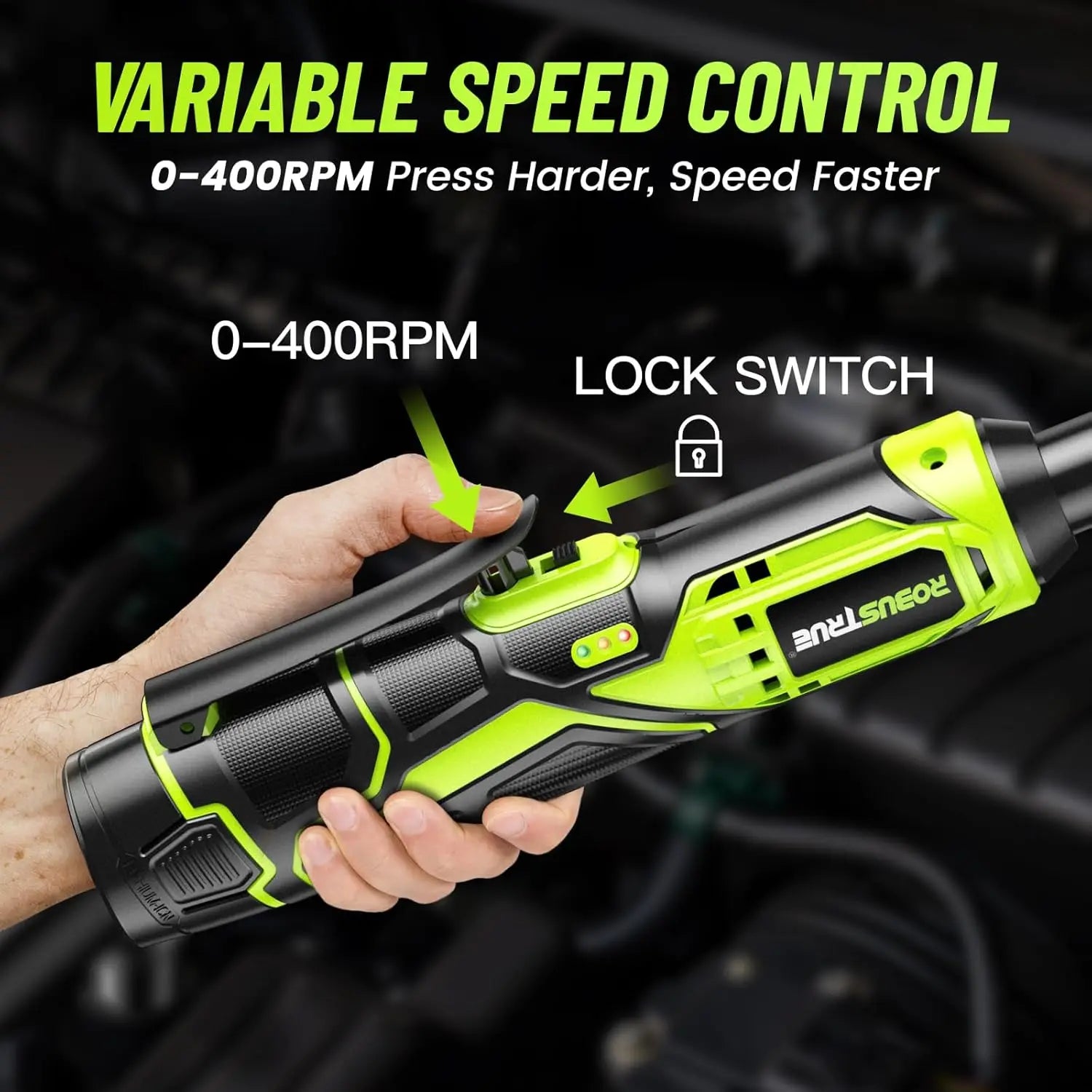 3/8 Cordless Ratchet Wrench Kit, 6-Inch Extended, 40 Ft-lbs, 400 RPM, 2.0Ah Battery