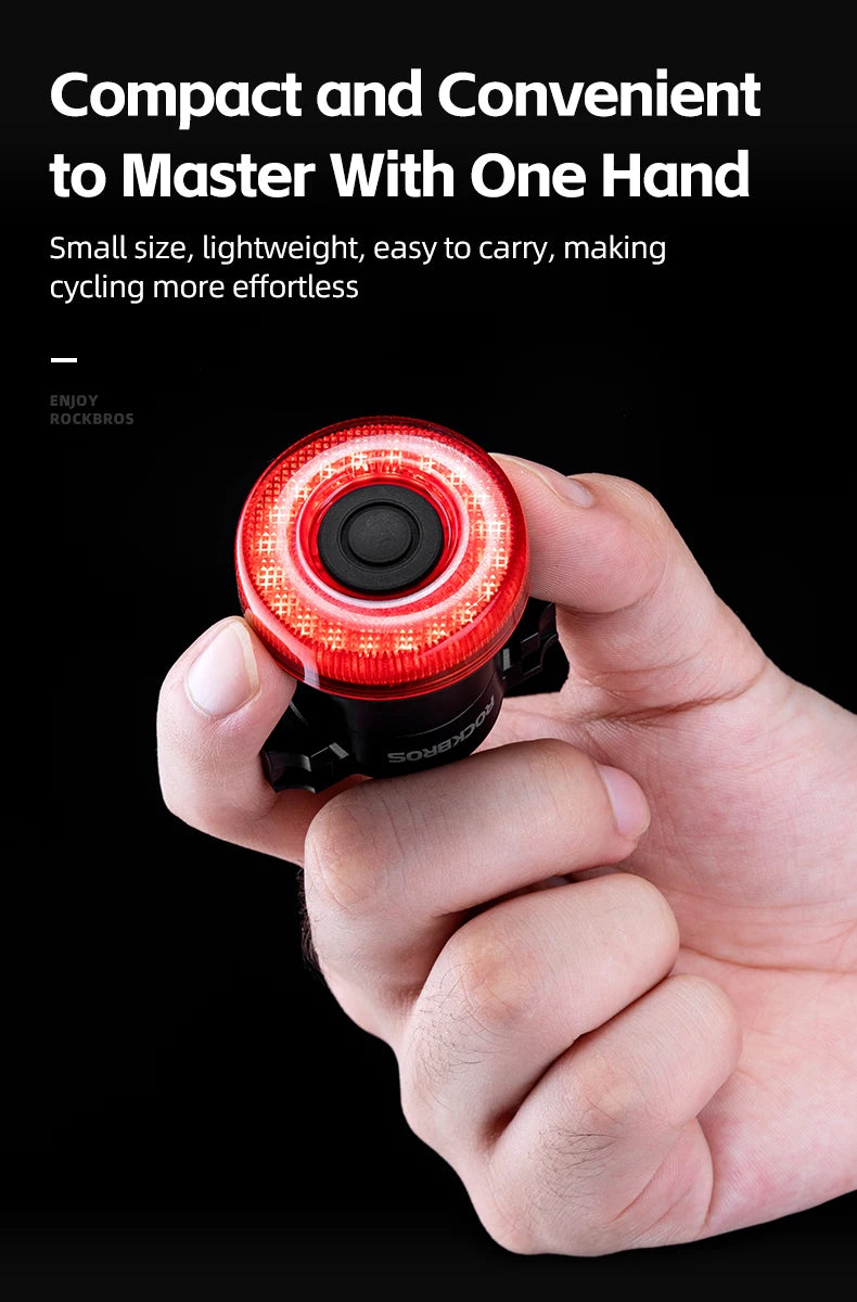 Smart cykel baklampa med bromssensor och USB-uppladdningsbar vattentät design