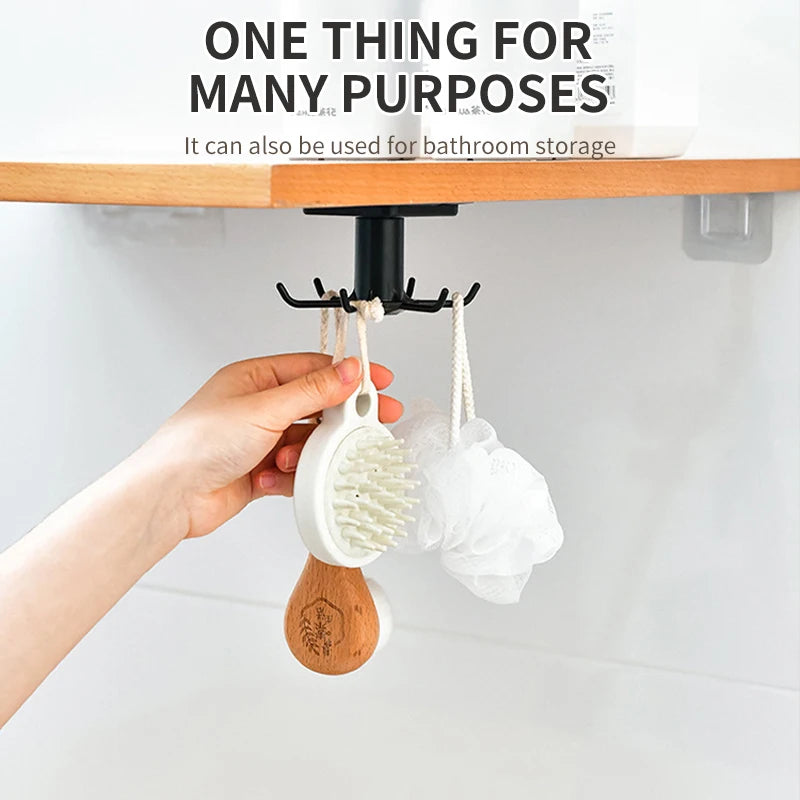 Rotating Wall-Mount Kitchen Utensil Hooks