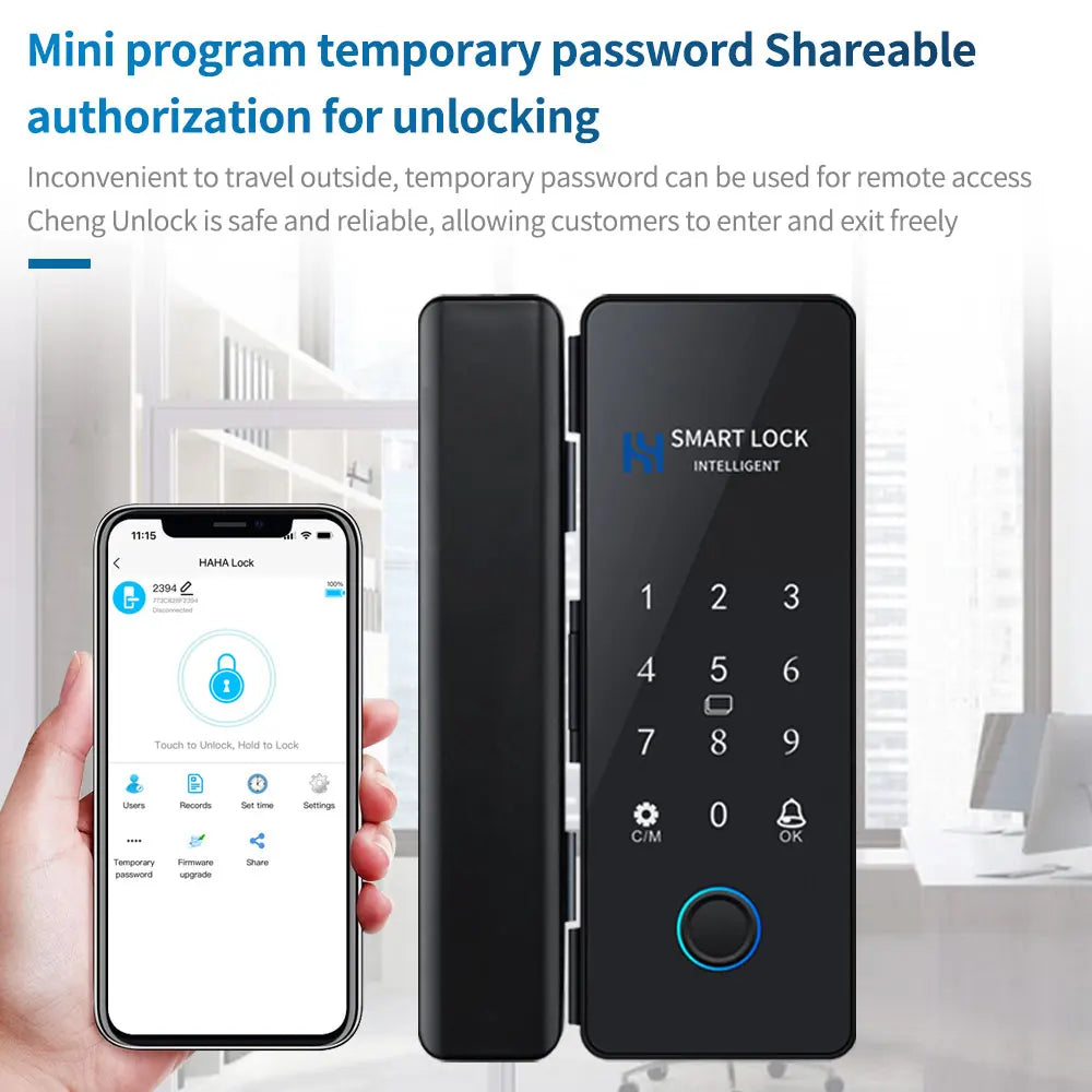 Bluetooth-tasted Lock til glas- eller rammede døre