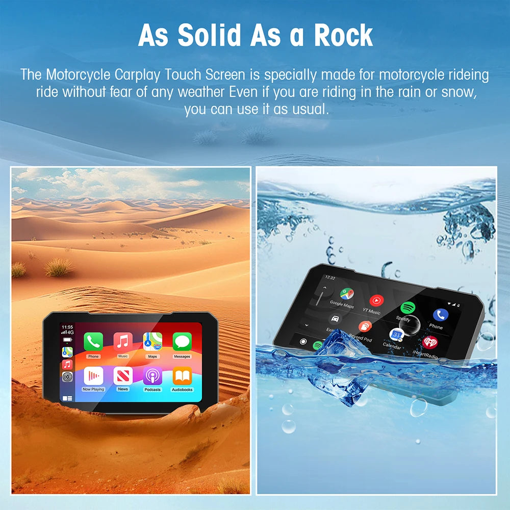 5 Inch Motorcycle Portable GPS Navigation Display with Wireless CarPlay and Android Auto