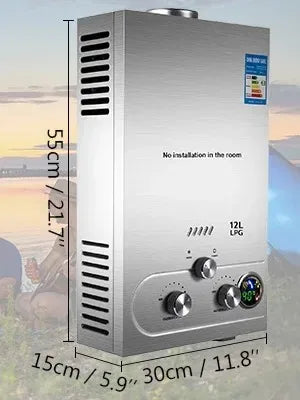 SIHAO 6L 8L 10L 12L 16L 18L LPG Portable Instand Water Heater Propane Gas LPG Wall-Mounted Tankless Water Heater Digital Display