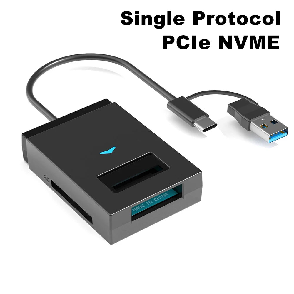M.2 SSD USB-kabinett med SD/TF-leser