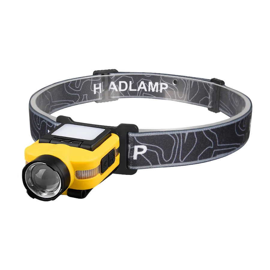 LED Headlamp Smart Sensor Cap Clip Light TPYE-C Rechargeable Flashlight With Power Display Riding Fishing Camping Outdoor Torch