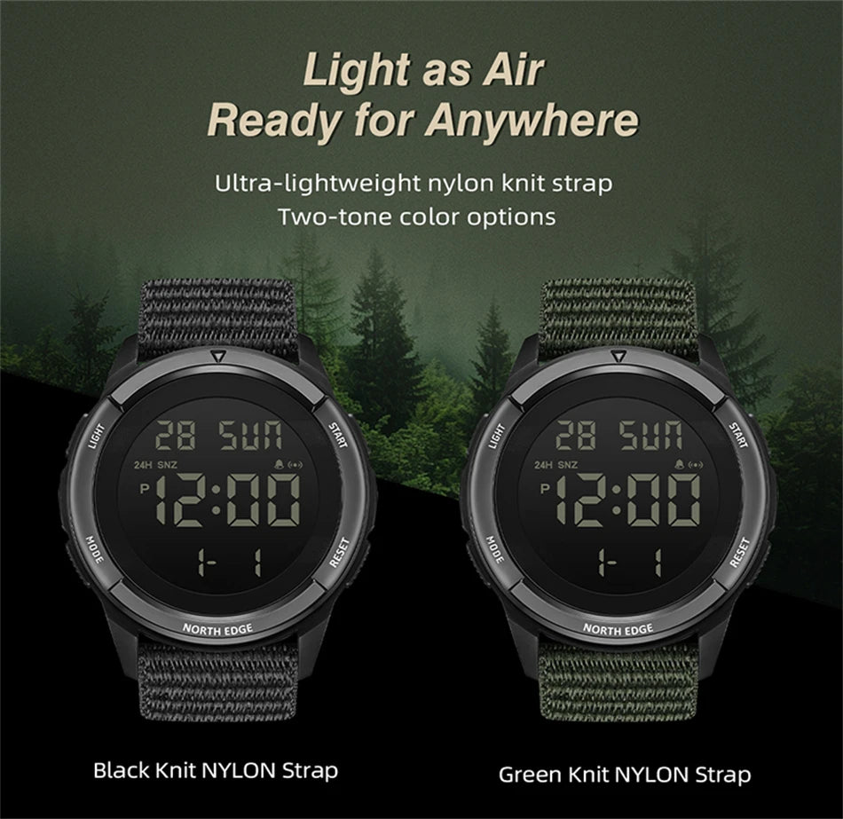 NORTH EDGE 2026 TERRAX Herrenuhr Digitaluhr Outdoor-Sport Schwimmen Wasserdicht 50M Stoppuhr Countdown Elektronische Uhr Für Herren