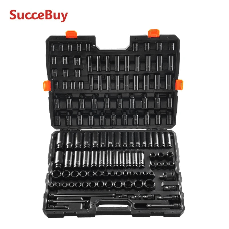 130-Piece Impact Socket Set SAE & Metric with Storage Case