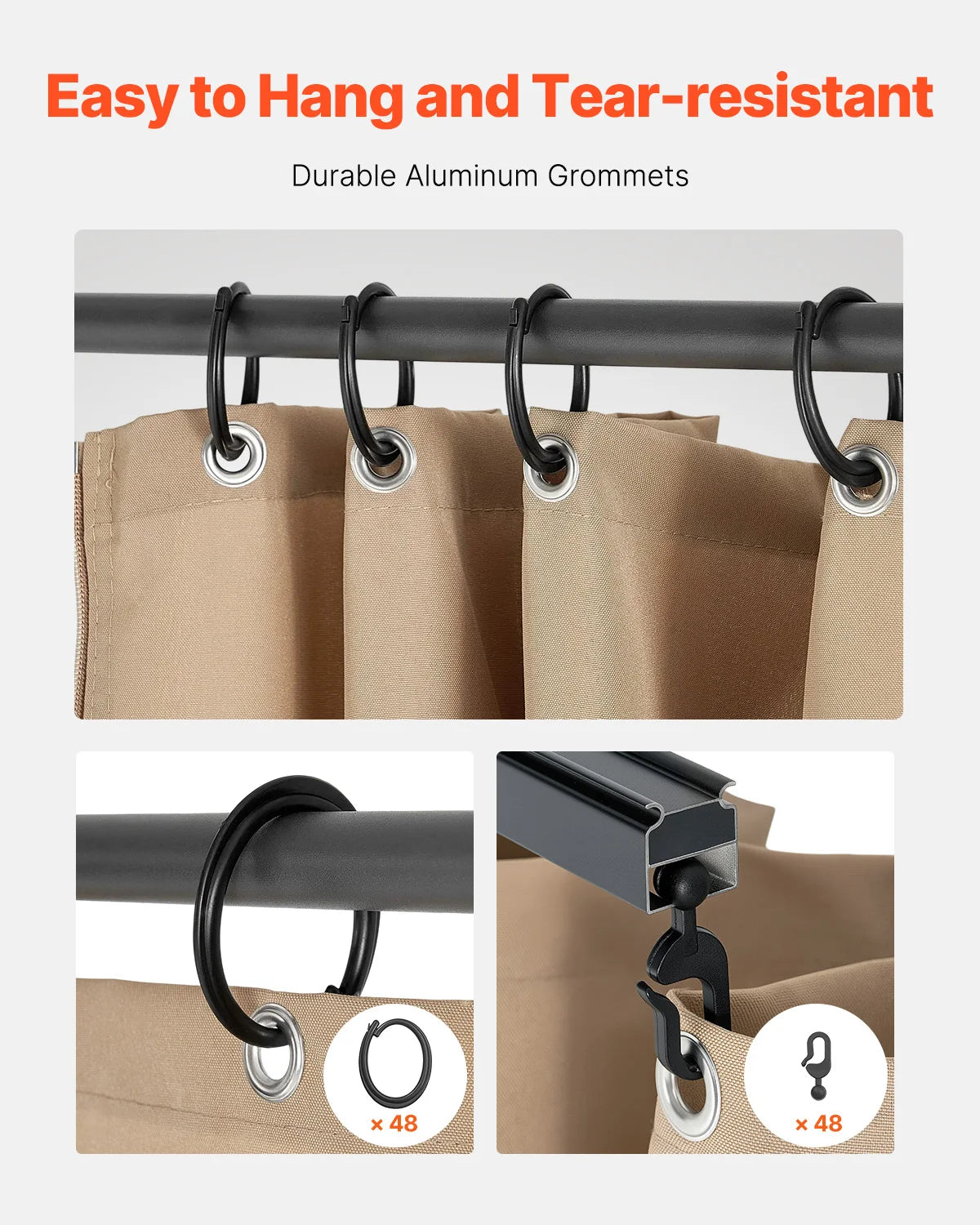 SucceBuy Gazebo Gardiner 4-panel sidevæg gazebo privatlivsgardiner med lynlåse universel solskærm gardiner erstatning til terrasse