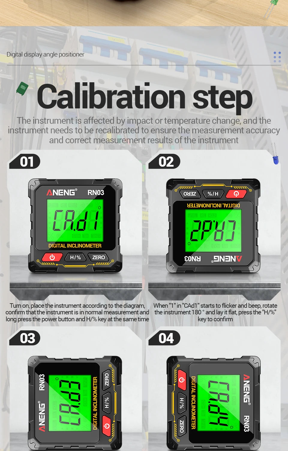 Digital Angle Gauge 0.05° Accuracy 360° Magnetic Inclinometer
