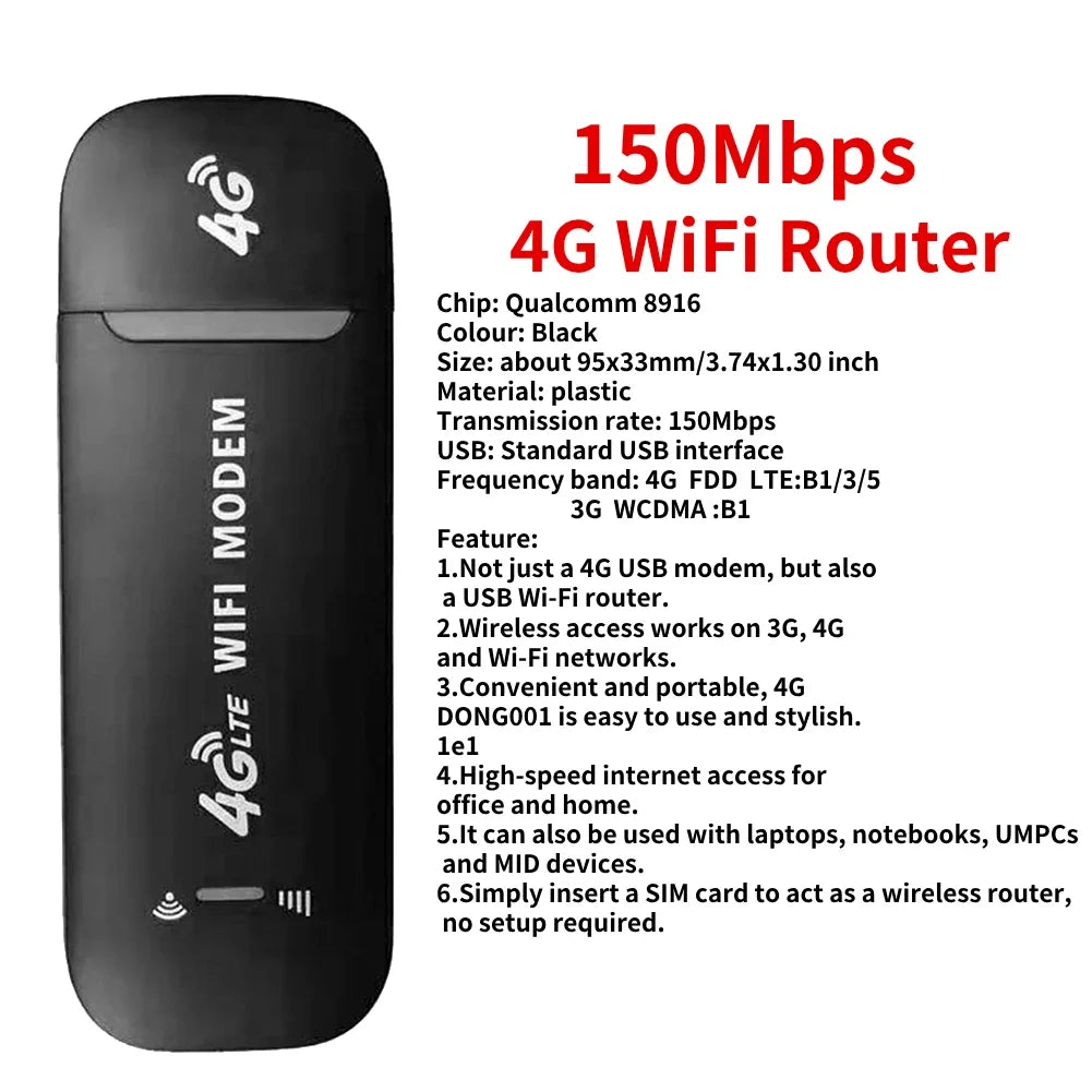 Portable 4G LTE USB WiFi Router 150Mbps