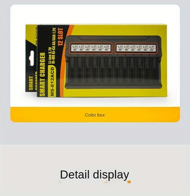Universele batterijoplader met LCD voor 18650 AA AAA 12 sleuven