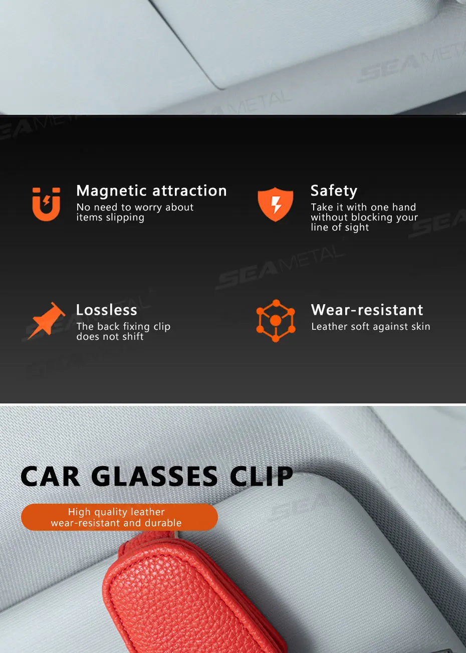 SEAMETAL Magnetic Sunglasses Holder for Car Visor Glasses Clip Durable Stable Eyeglasses Holder Mount Universal Ticket/Card Clip