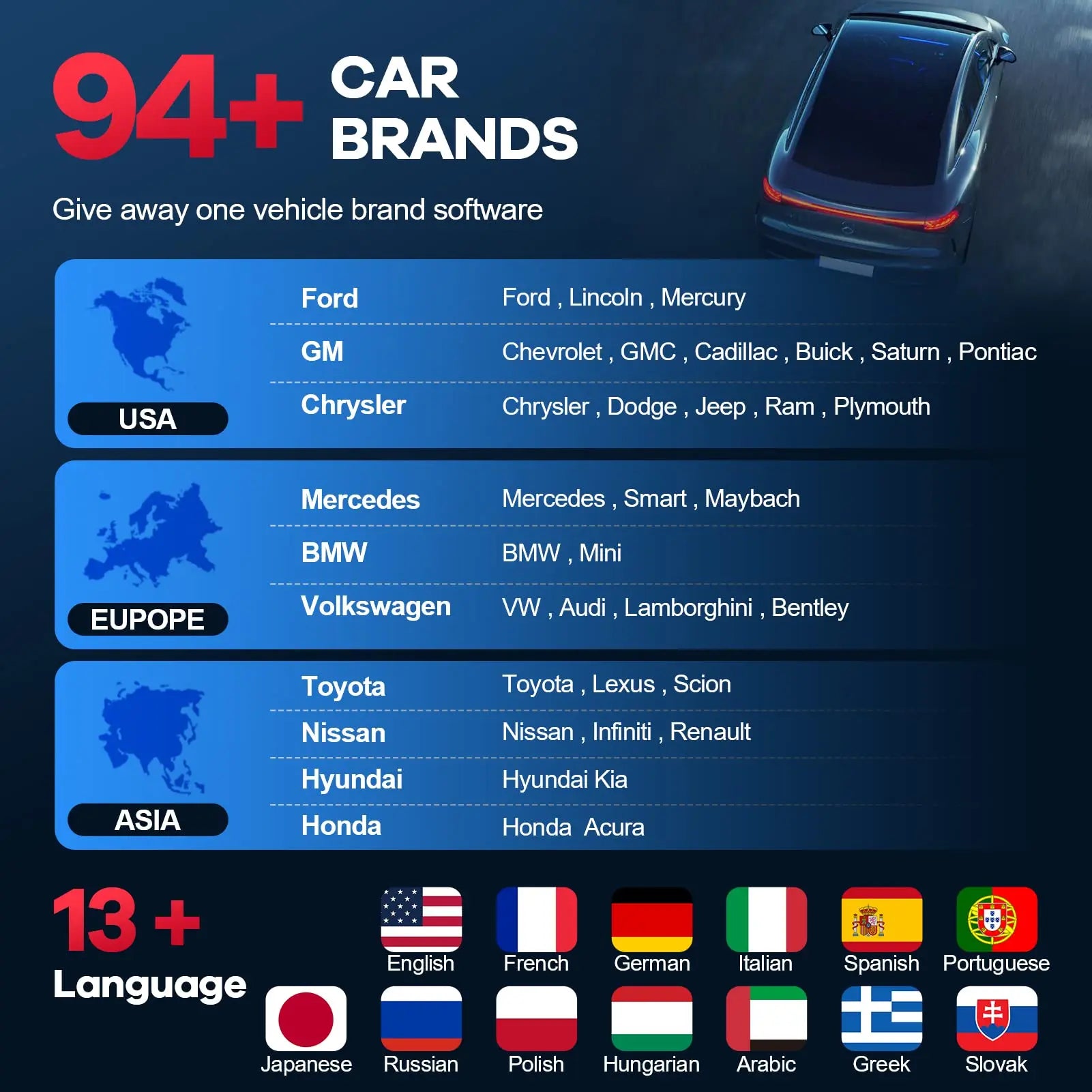 OBD2 Bluetooth Diagnostic Tool Full System Scanner with 15 Reset Functions