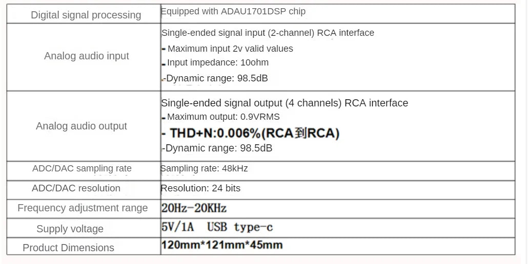 ADAU1701 procesador de audio DSP y cruce (crossover)