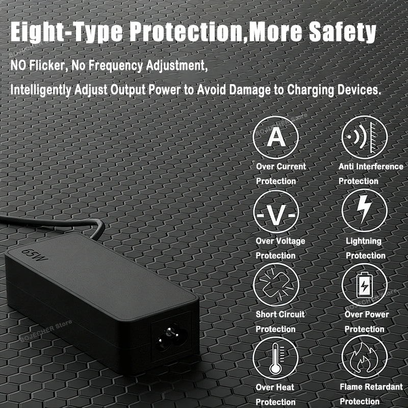 65W 20V 3.25A USB C Interface Power Supply Adapters For Lenovo ThinkPad Hp Yoga Dell ASUS Fast Charging TYPE C Laptop Charger