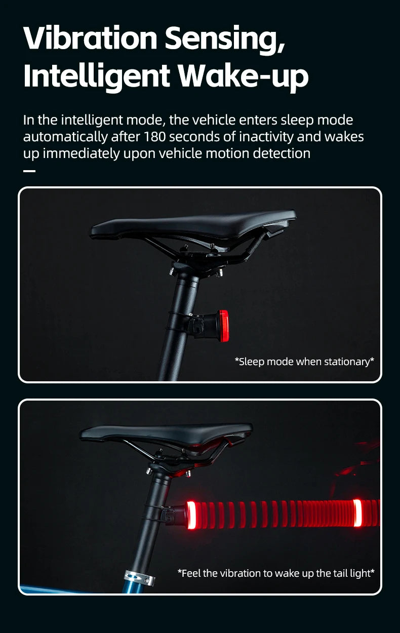 Smart Bike Tail Light with Auto Sensing & Waterproof IPX7