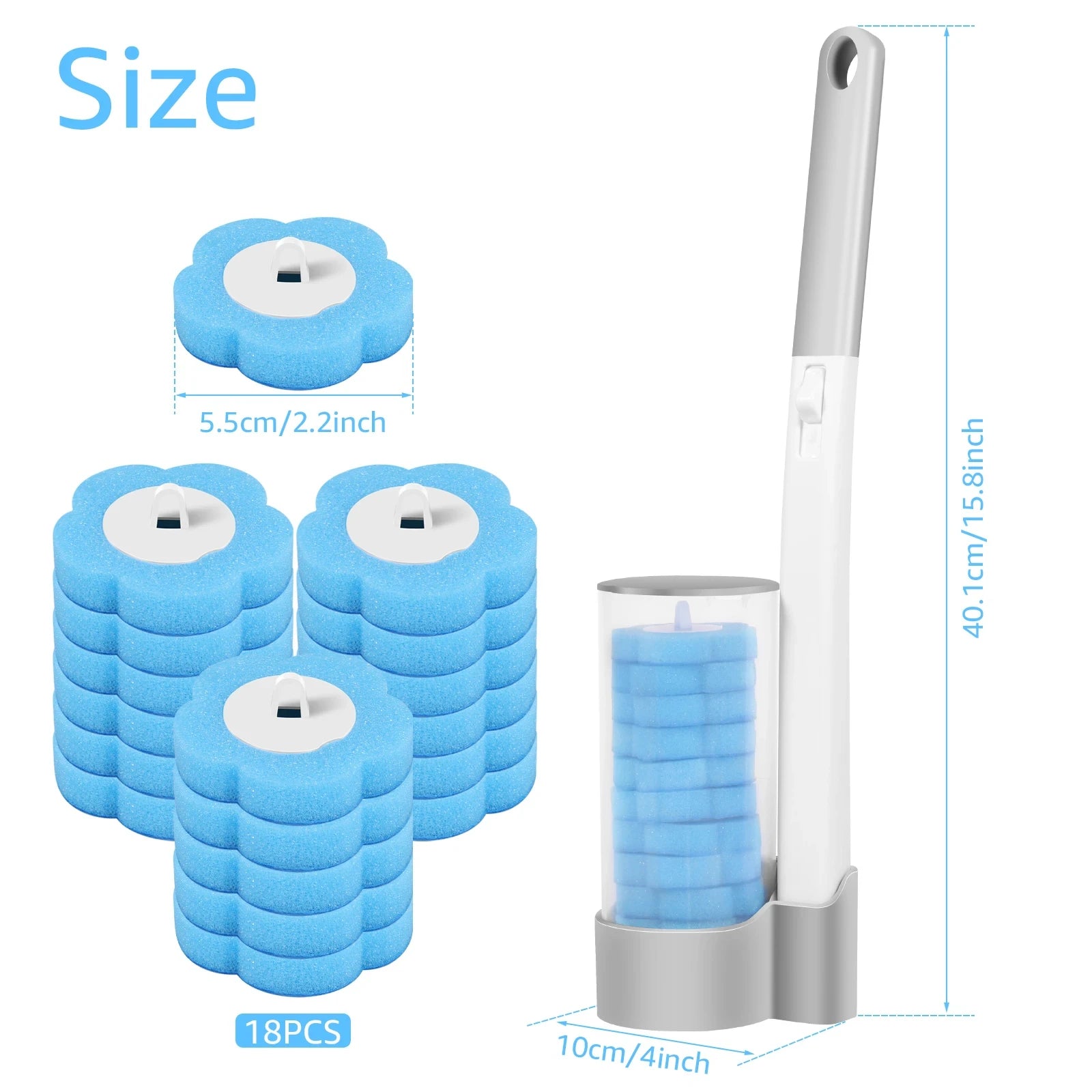 18/36Pcs Disposable Toilet Brush Long Handle Wall-mounted Wc Cleaning Tool Kit with Replaceable Brush Head Bathroom Accessories