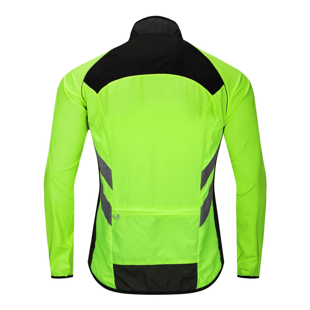 WOSAWE Windproof Cycling Jacket MTB Bike Jersey Outdoor Sport Cycling Windbreaker Rainproof Reflective Bike Clothing Navy Blue