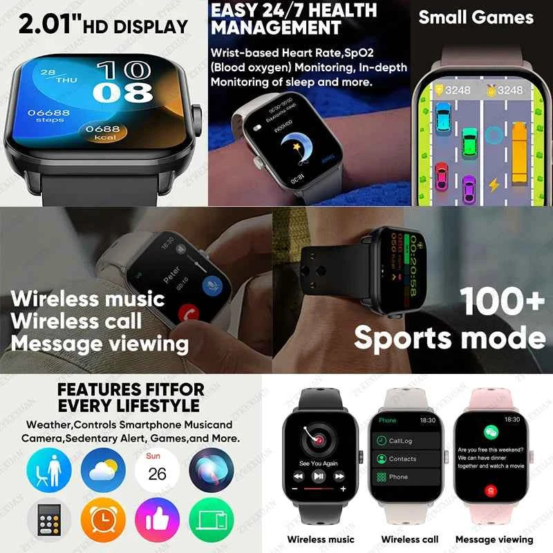 2.01-Inch Bluetooth Calling Smartwatch for Android & iOS