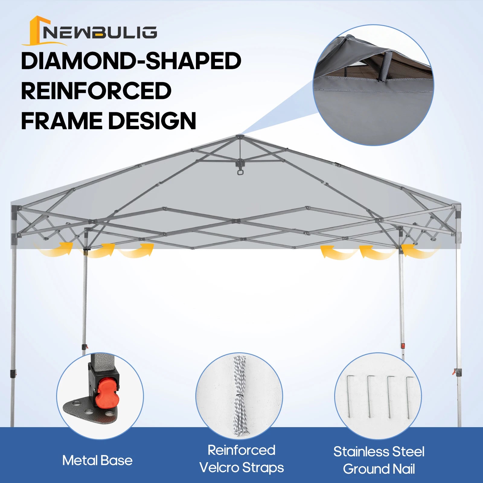 10x10ft Pop Up Canopy Tent with One-Push Setup & Carry Bag