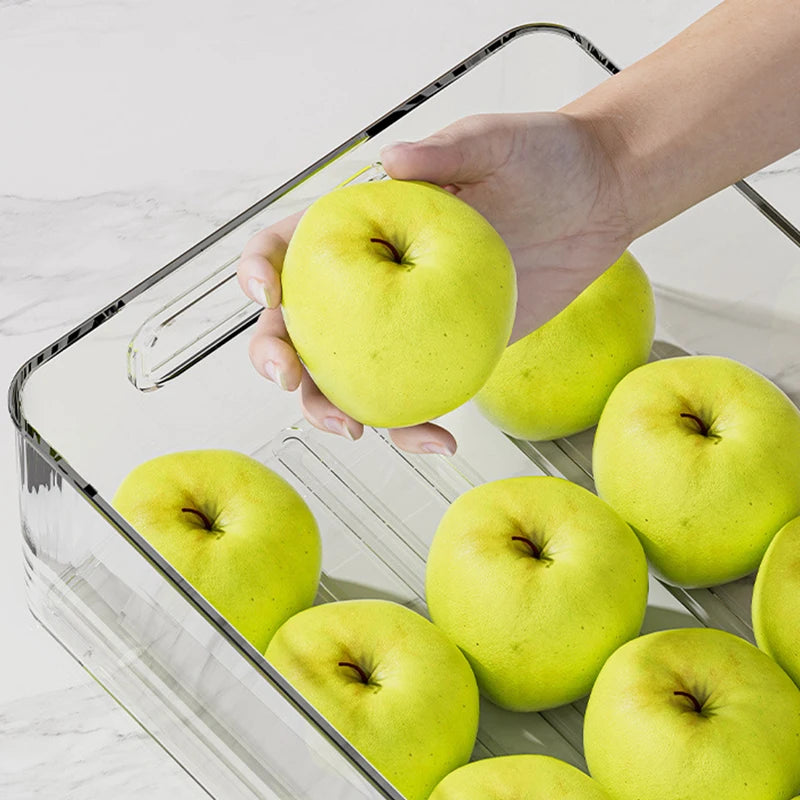 Stackable Clear Storage Bins with Lids for Fridge and Pantry