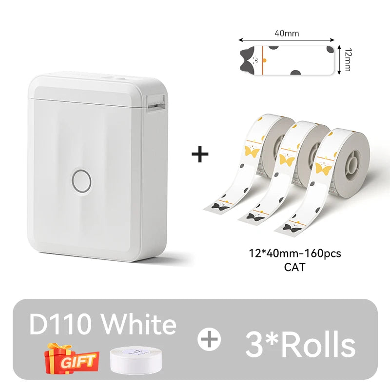 D110 Upgraded Version Thermal Label Printer Mini Portable Smart Label Maker With Tape