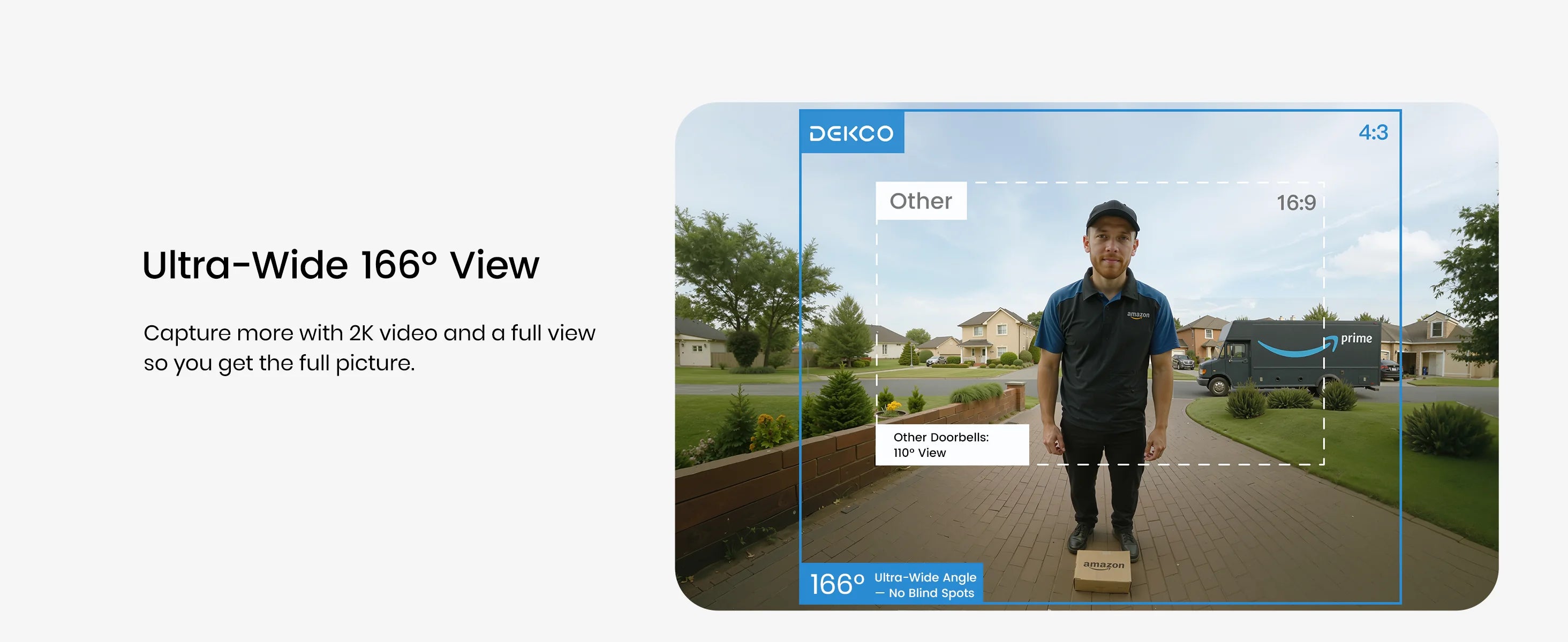 DEKCO 3MP WiFi Video Doorbell with 2-Way Audio and AI Detection