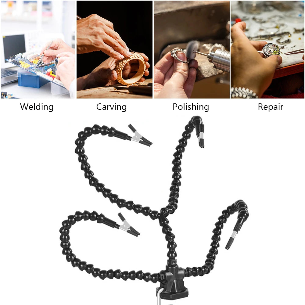 Soldering Third Hand with Flexible Arms and Desk Clamp Base