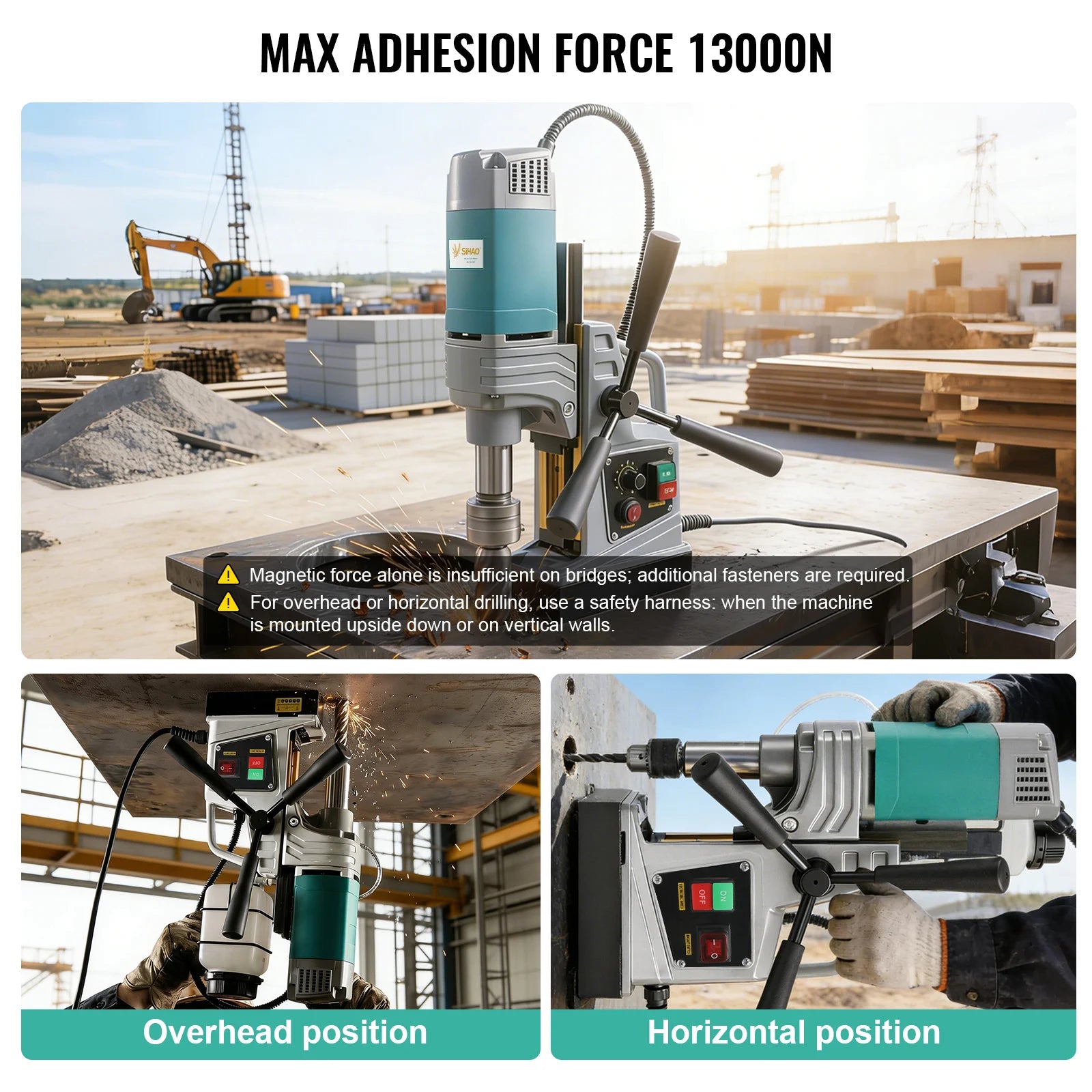 Magnetic Drill Press 1450W/1550W with 10-Speed Control & Strong Base