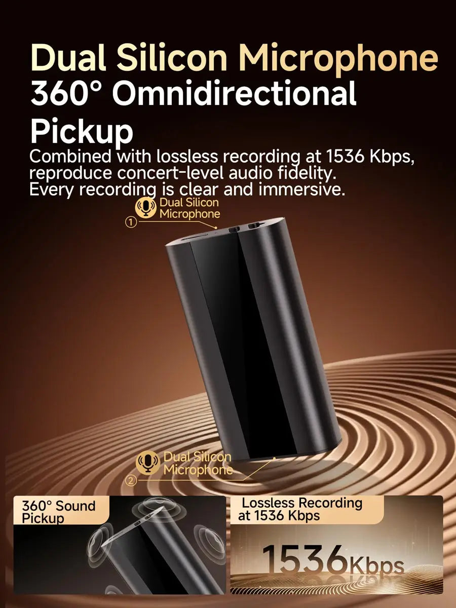Digital Voice Recorder Magnetic Design 760H Audio One-touch Record Smart Noise Reduction Auto-Save, for Students & Lawyers