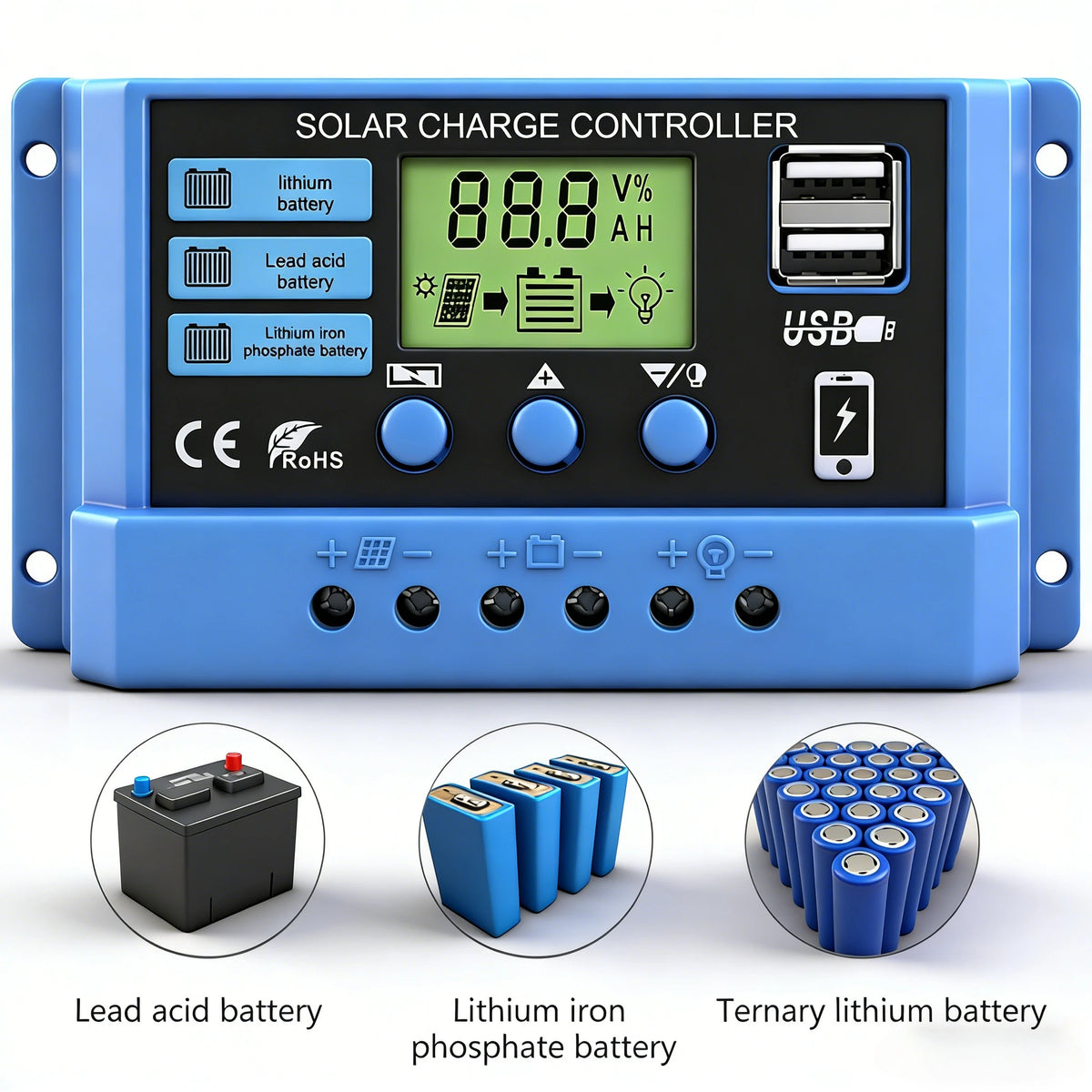 Contrôleur de charge solaire PWM 12/24 V - Options de modèle