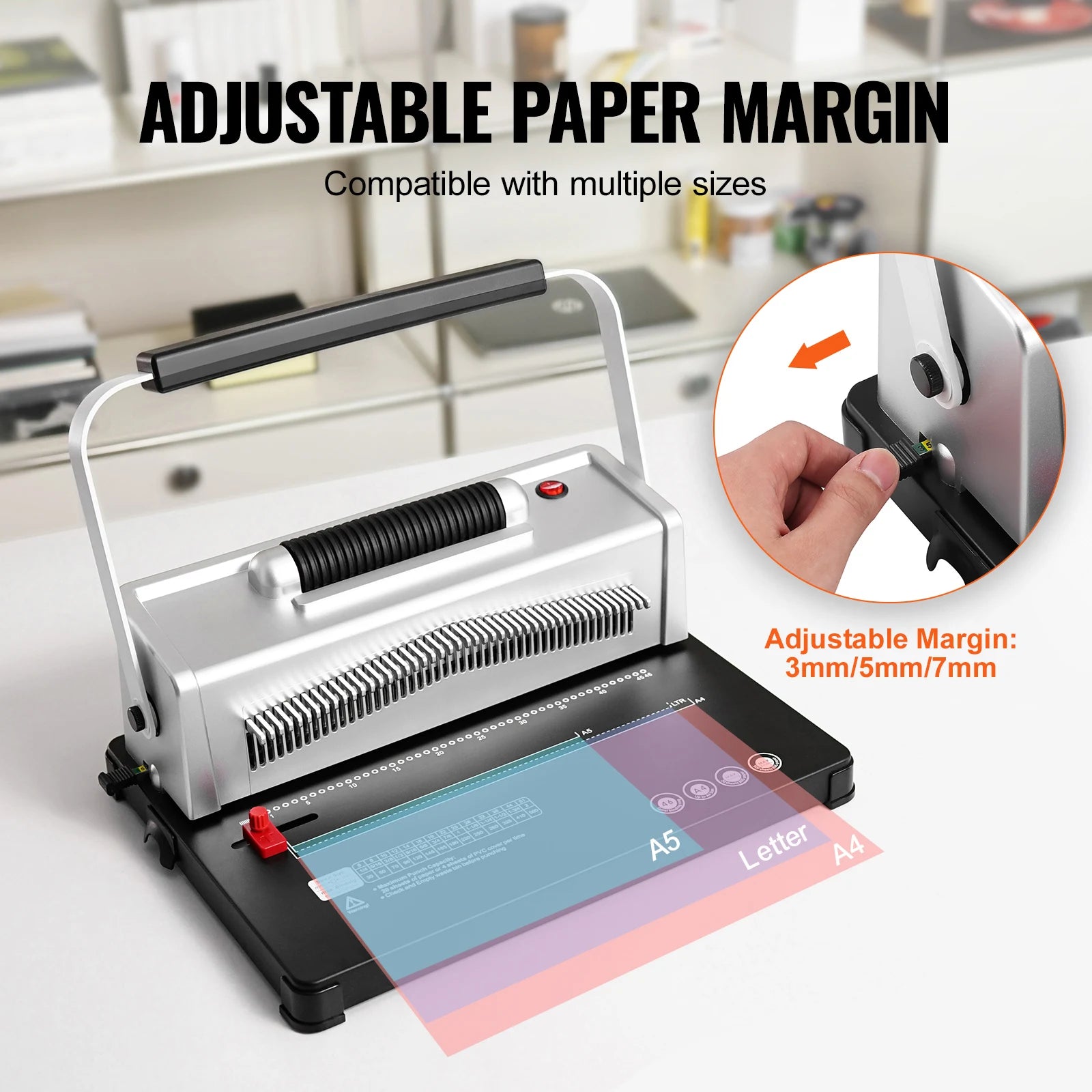 Coil Spiral Binding Machine with Adjustable Spine for 500 Sheets