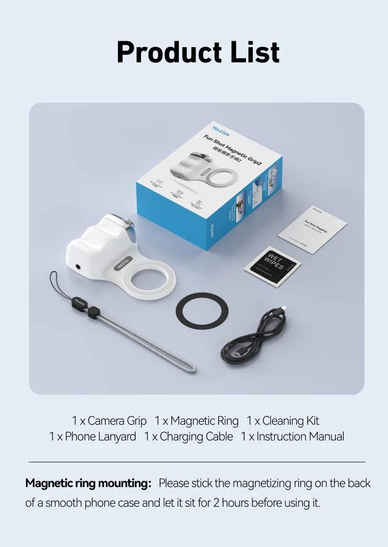 TELESIN Manyetik Telefon Kamera El Tutacağı Uzaktan Kumandalı