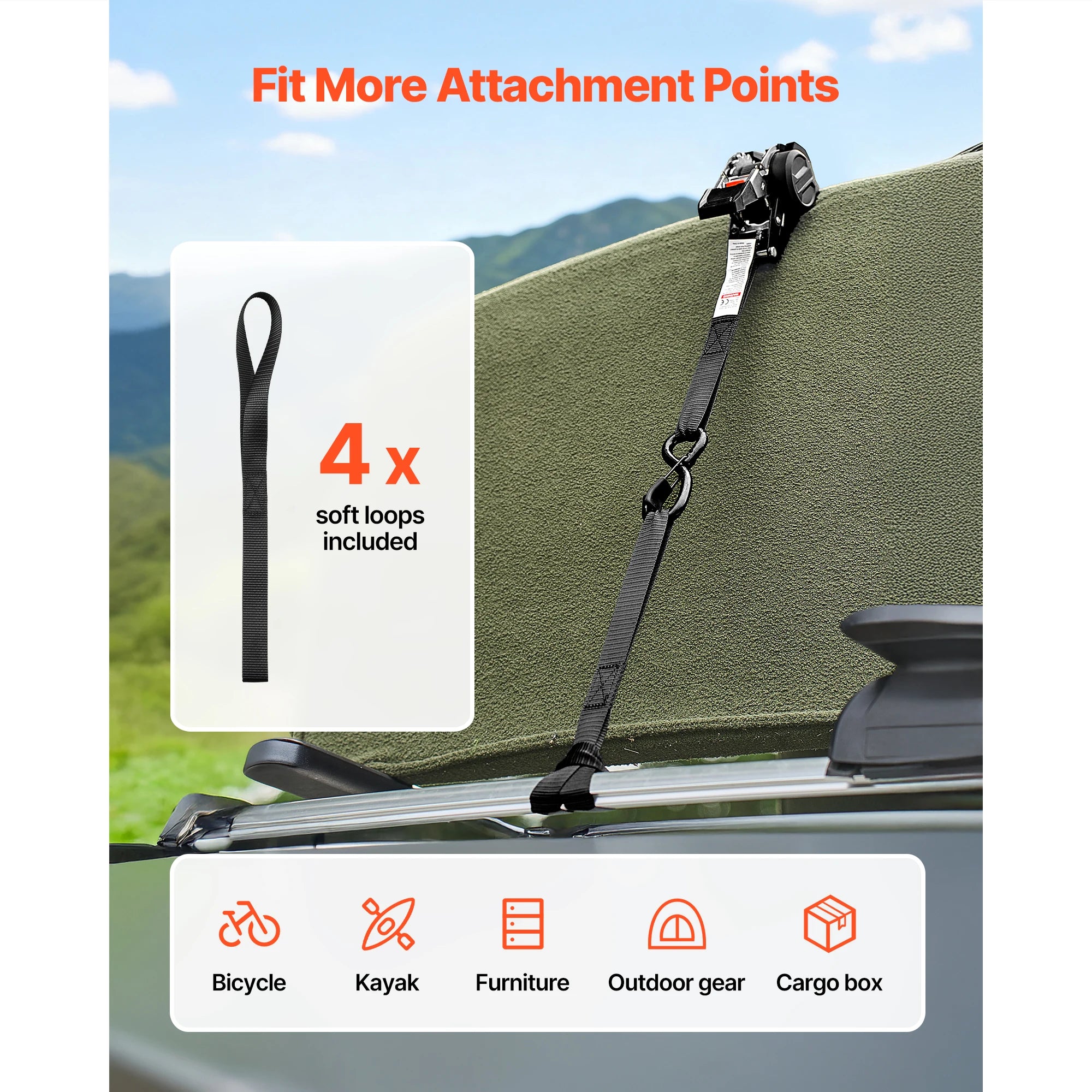 SucceBuy 4 Pack 1in x 6ft Retractable Ratchet Straps Tie Down Straps with S Hooks Tie Down Ratcheting for Moving Trailers