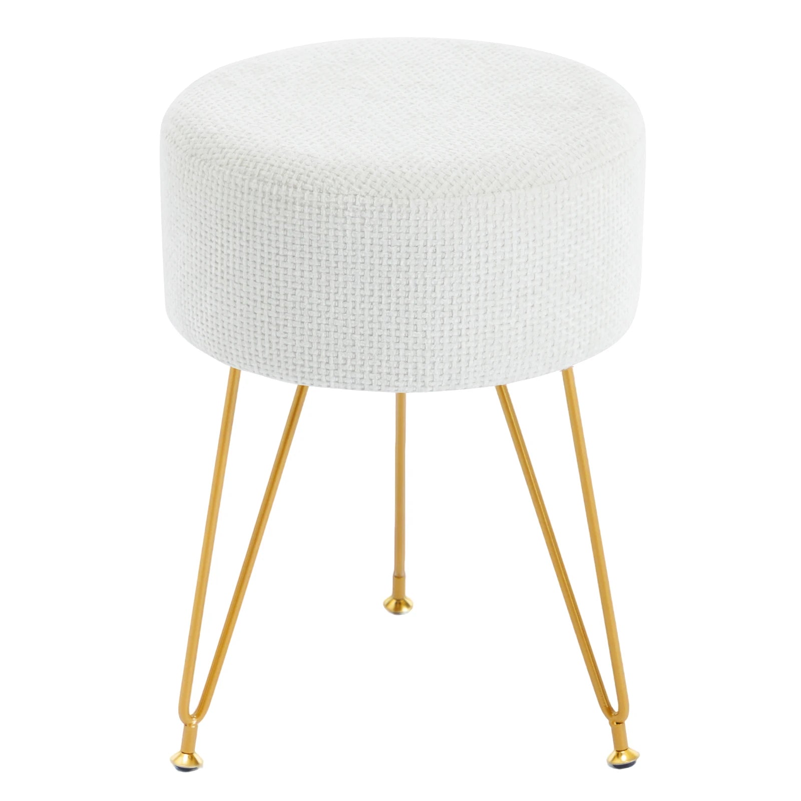 Pouf Ottoman Rond en Velours avec Rangement Caché et Pieds en Métal