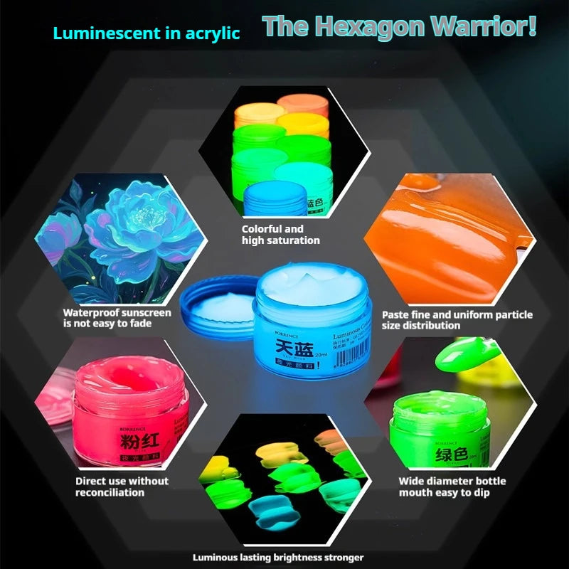 Glow-in-the-dark Pigment 20ml Fluorescent Acrylic Pigment