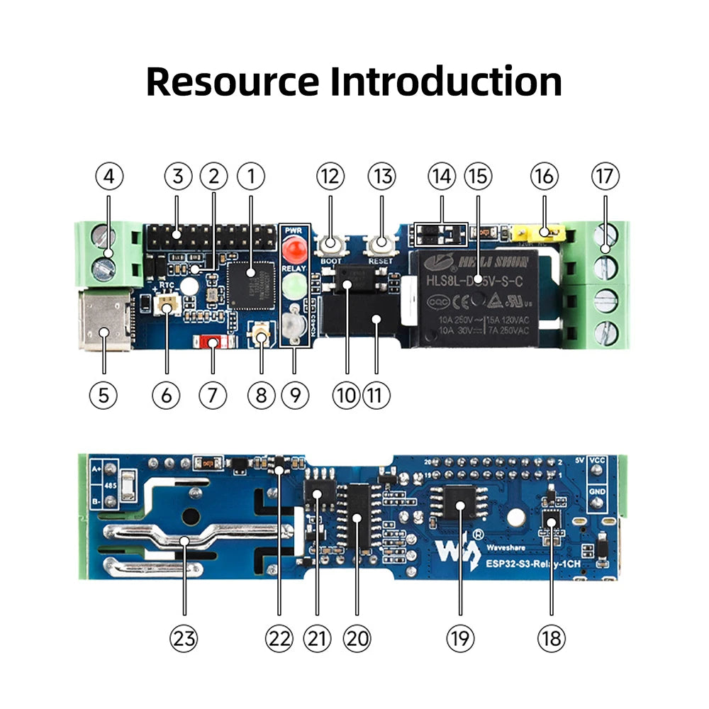 ESP32-S3 Single-Relay DIN-Rail Module