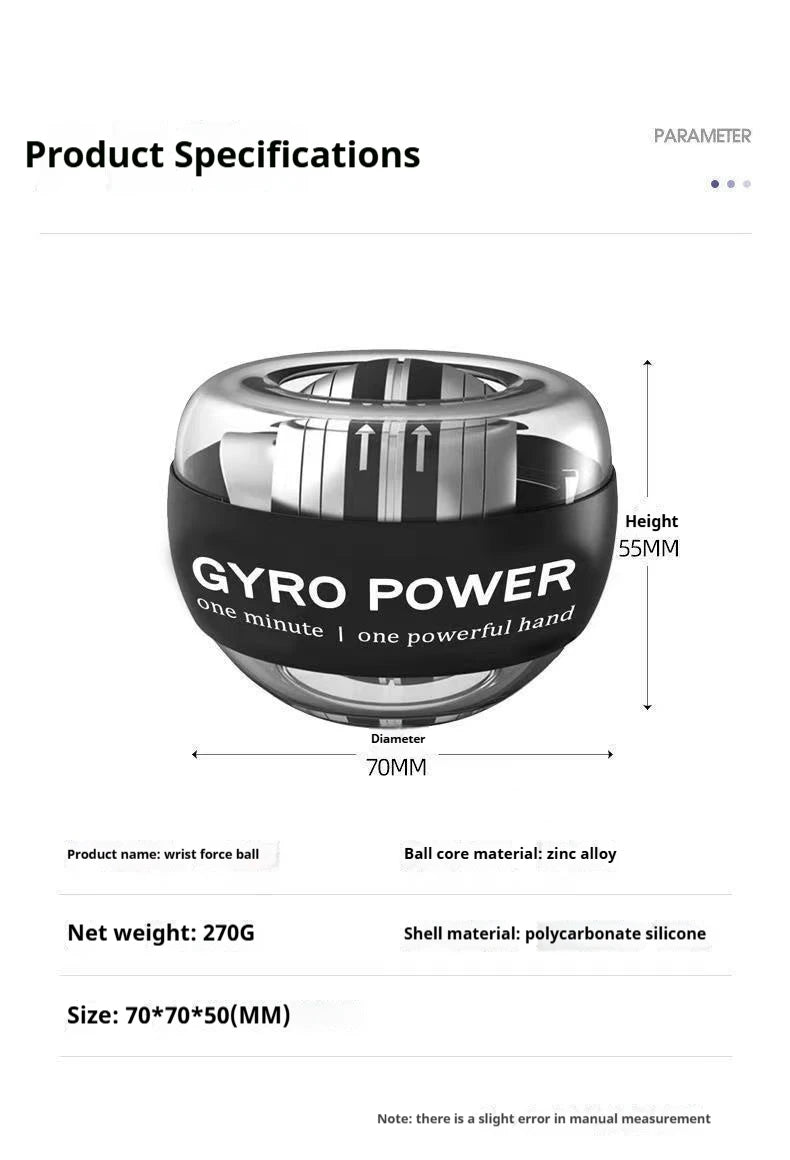 Minge de încheietură Gyro Ball Sferă giroscopică de antrenament care luminează