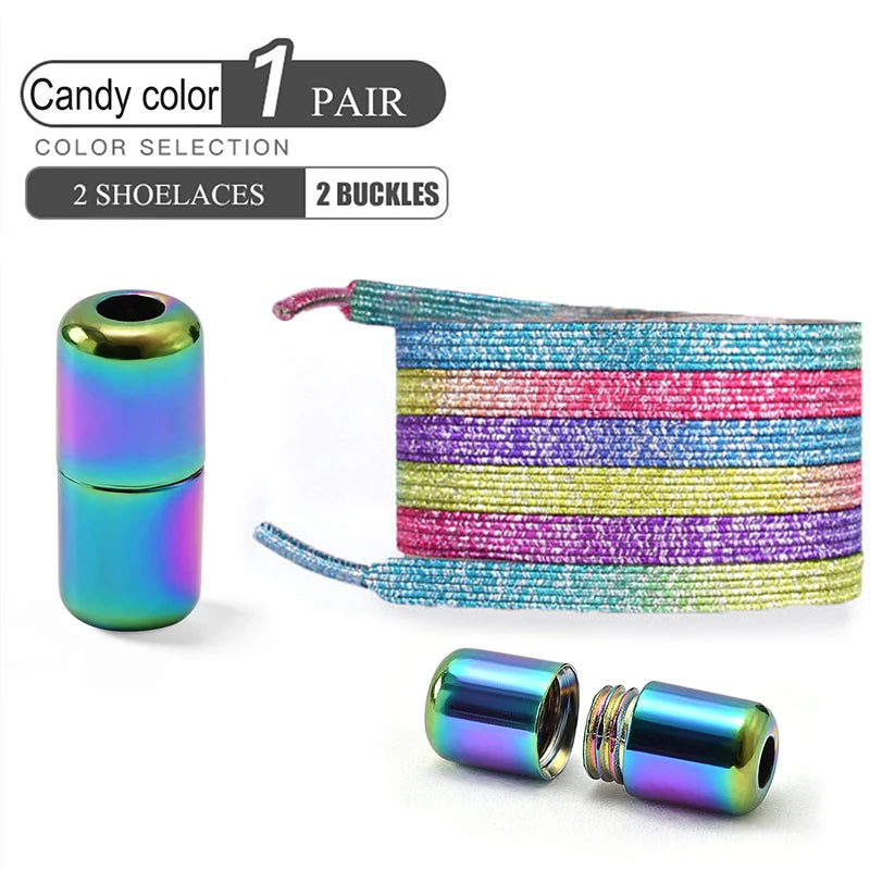 1Pair/2Pairs/4Pairs No Tie Shoe Laces Colorful Buckle Shoelaces Pearl Light Colorful Fashion Without Ties Elastic Laces Sneaker