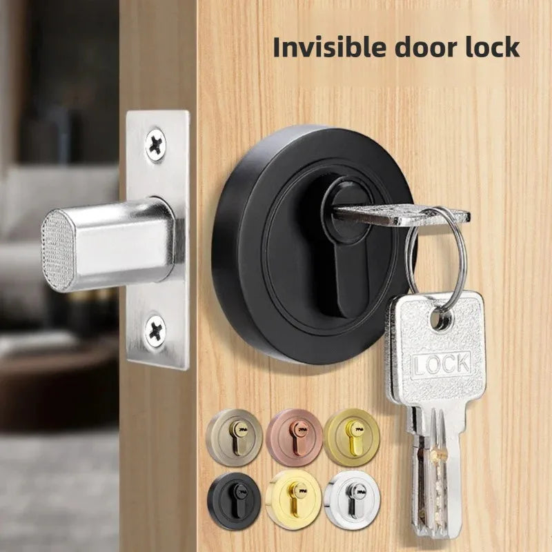 Concealed Door Lock for Wooden Doors, Stainless Steel, Three Keys