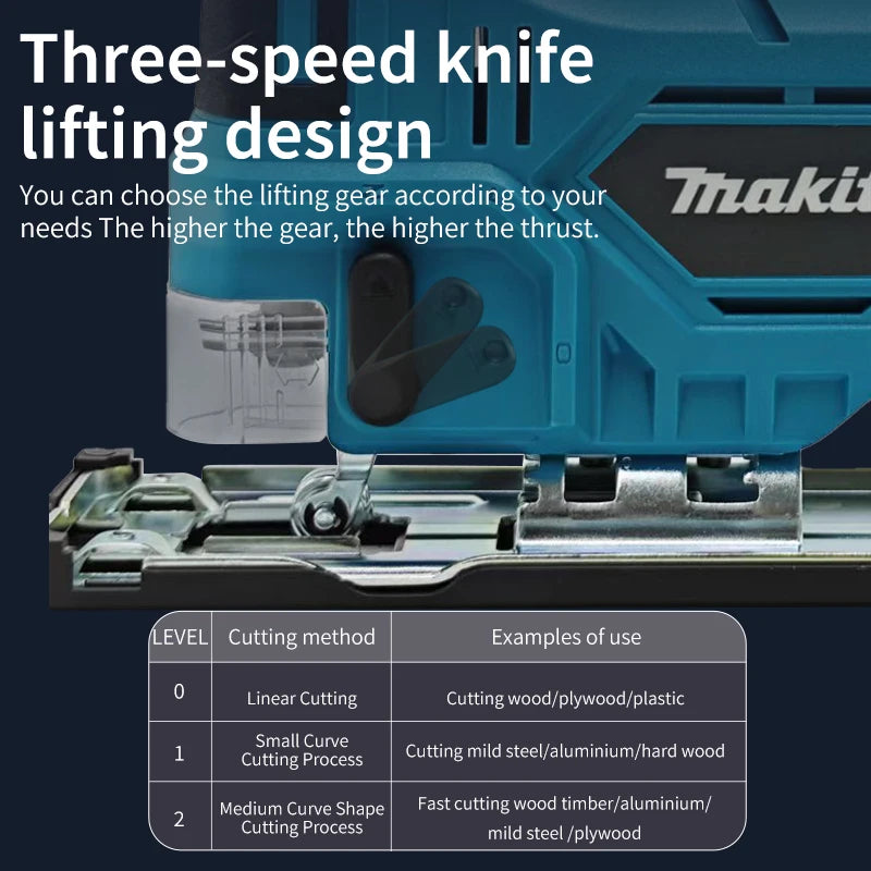 Makita 3000RPM Brushless Jigsaw 340W Electric Jig with Saw Blade 18v Cordless Barrel Handle Jigsaw For Makita Battery